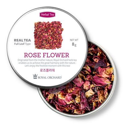 [로얄오차드] 로즈플라워 허브티 8g 잎차(여행용 캔)