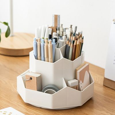 360도 회전 연필꽂이 펜꽂이 필기구 정리함 (9칸)
