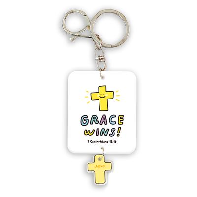 [초롱이와하나님] GRACE WINS 십자가 참 키링