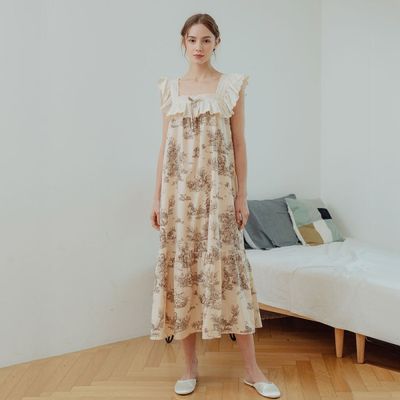 [쿠비카]시골풍경 프린팅 민소매 원피스 여성잠옷W218