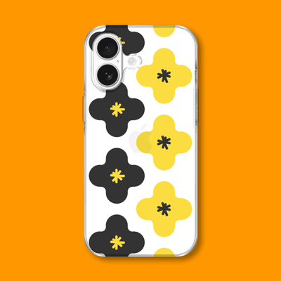 아칸[특가] 단 배색플라워 투명 젤리케이스(전기종)