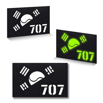 블랙 원단 야광 반 태극기 707 패치(W97B6AB)