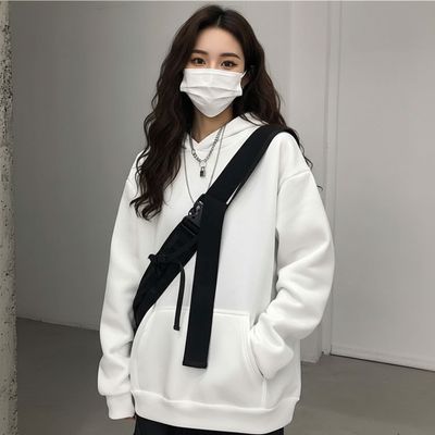 여성 긴팔 후드티셔츠 남녀공용 커플룩 무지 포켓티