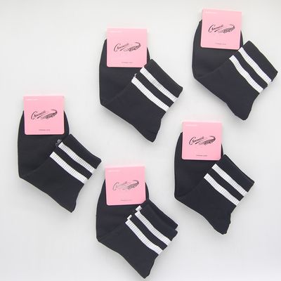 여자 중목양말 블랙 검정 정품 크로커다일 5켤레 세트