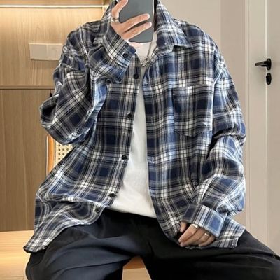패션 아우터 체크 무늬 남성 남방 셔츠