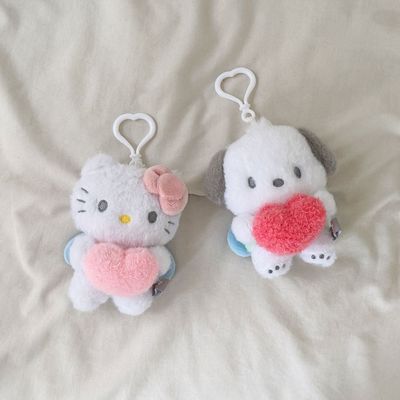 산리오 하트 엔젤 헬로키티 키티 포차코 인형 키링 (포챠코 헬로우키티 귀여운 캐릭터 봉제인형 가방고리)(WFPDENQ)