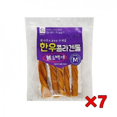애견 한우 콜라겐롤Mx7개 스틱 치석 간식 씹기 치아건강 스트레스 고단백 저칼로리 훈련 특식 생일 보상(WFPA5DE)
