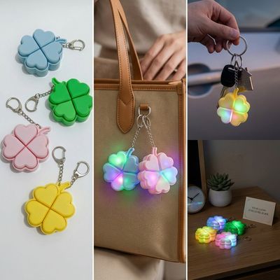 LED 행운 네잎클로버 클리커 키보드 딸깍이 키캡 키링