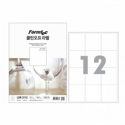 폼텍 클린오프 라벨지 12칸 LDR-3112 63.5X70mm10매