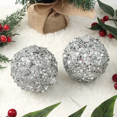 [도토로]로열실버 장식볼 2p(10cm) (샤인스핑글)