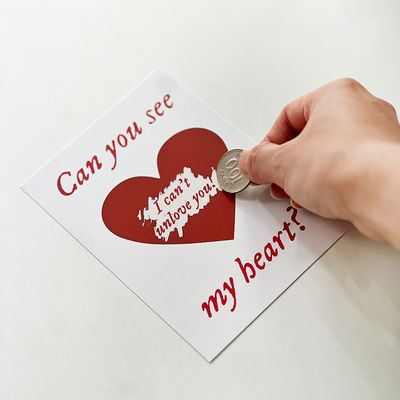 BIG HEART SCRATCH CARD 스크래치 카드 편지지 레드