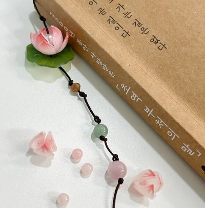 연꽃 끈갈피 비즈 책갈피 만들기 DIY 키트 수업 재료