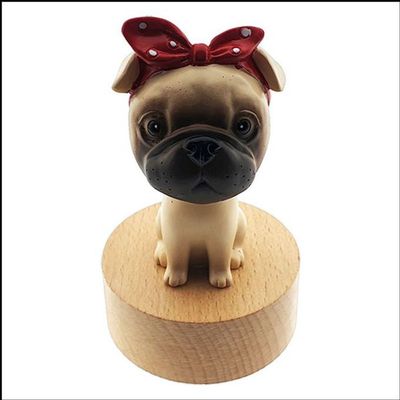 고급 원목 원형 오르골 리본 불독(WFI68MP)