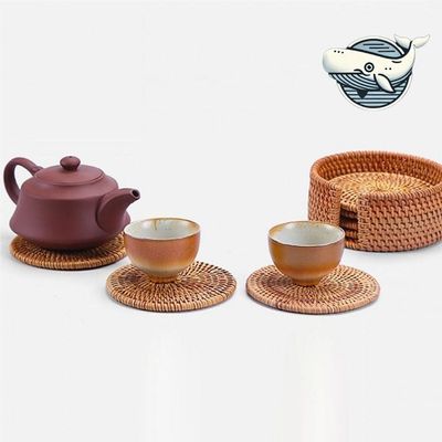 자연 원형 컵받침 6개 실내 인테리어(WFHJ669)