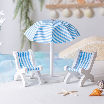 핸드메이드 파라솔 세트 (높이 20cm  스카이블루)