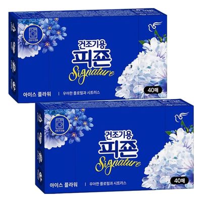 건조기용 피죤 섬유유연제 시그니처 아이스플라워 40매 X 2개(WFLW449)
