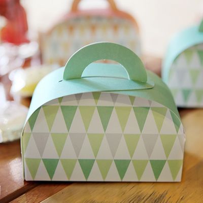 손잡이 마카롱 미니박스 3개 (그린패턴 13x6.5x8)