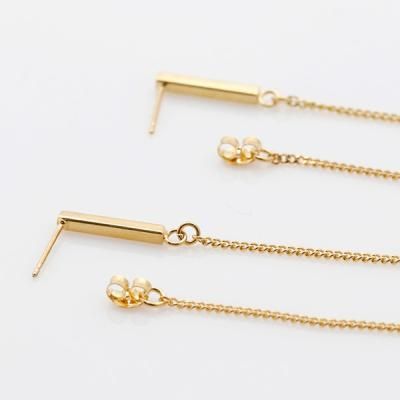 [애슬릿]전체 실버 막대 체인 롱 드롭 귀걸이_wg