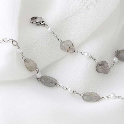 Daily 스틸 래브라도 원석 chain 패션발찌 약 26.7cm