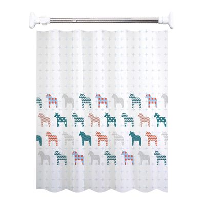 스칼렛 컬러 포니 욕실 방수 PEVA 샤워 커튼 봉 세트