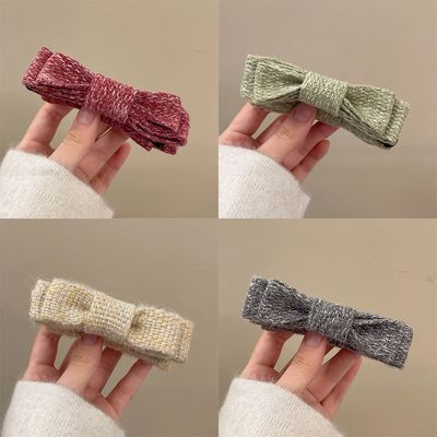 러블리 니트 트위드 리본 헤어 클립핀 집게핀 패션 삔