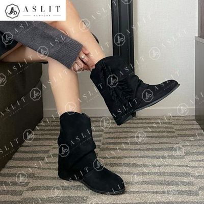 [애슬릿]반 접은 사이드 프린지 앵클 부츠