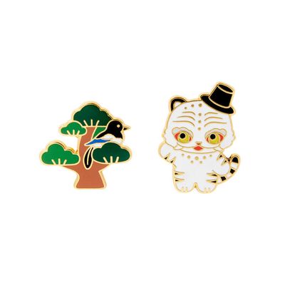 아트박스 금속 뱃지 세트 까치와 호랑이