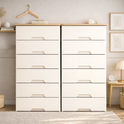 모던플러스 우드상판 서랍장 2단-6단 플라스틱 수납장