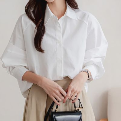 여성 메종 모던 루즈핏 박시 크롭 셔츠