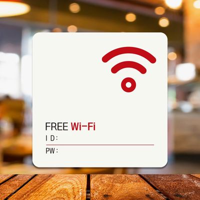 FREE Wi-Fi 부착형 정사각 안내판 18x18cm(WC72BB8)