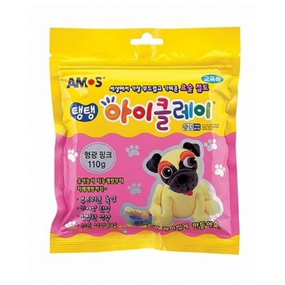 아모스 6000 탱탱아이클레이 110g 형광분홍 점토