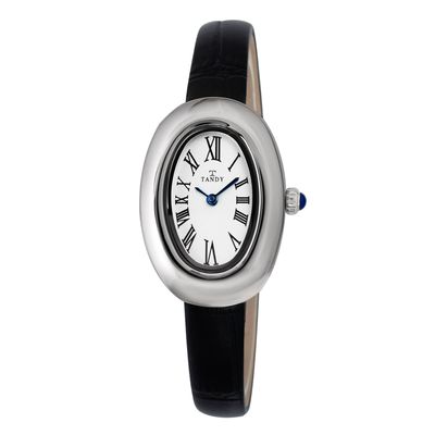 탠디 클래식 타원형 여성용 가죽시계 T-1917 실버블랙