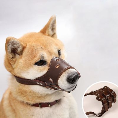 가죽 강아지 입마개 물림방지 마스크 짖음방지 반려동물 훈련용품(WFLIPB3)