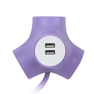 테트라포드 디자인 멀티탭 3구 USB 익스텐디드퍼플 3m