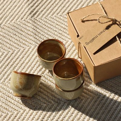 [선물포장] 마루 분청 국산 도자기 소주잔 60ml 4p