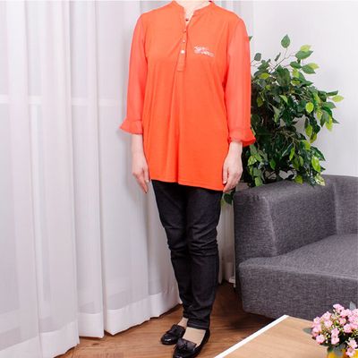 루즈 쉬폰 소매 스칼렛 블라우스쉬폰 시폰 루즈