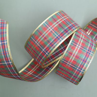 골드라인 체크 선물 포장 리본 공예 크리스마스 3m