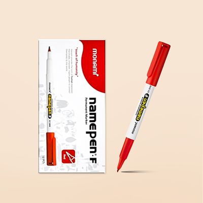 모나미 네임펜 FINE (중간글씨용) 레드(12개입)