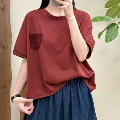 [애슬릿]여성 반팔 티셔츠 레이스 이너 화이트 중년