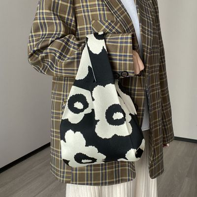 니트 봉다리백 봉지가방 손목가방 장바구니(WD121A6)