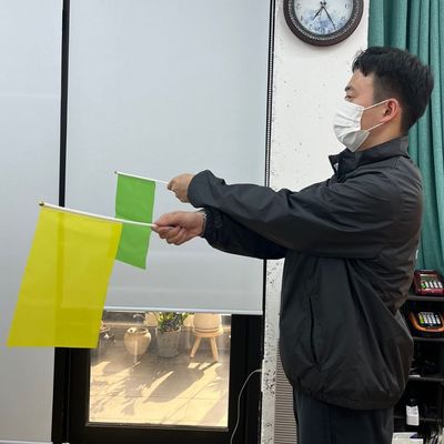 응원용품 옐로우 색상 손흔들기 깃발 야구 경기장 축제 소품(WFP957D)