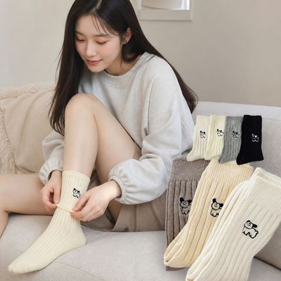 댕댕이 캐릭터 중목 장목 양말 4P 남녀공용 봄 여름 가을 겨울 사계절(WFPFLFW)