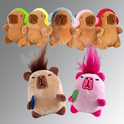 큐트 헤드셋 머리카락 카피바라 동물 애착 인형 키링