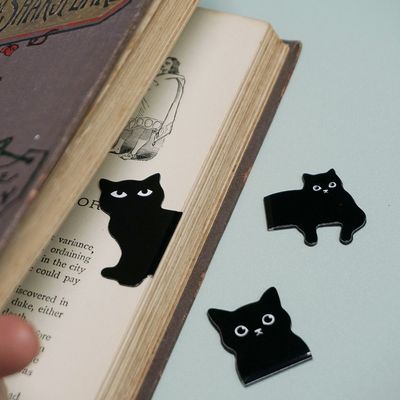 검은 고양이 마그네틱 북마크 북클립 6P 세트