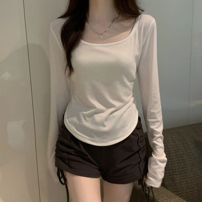 여성 데일리 모나크 스쿱넥 베이직 긴팔티