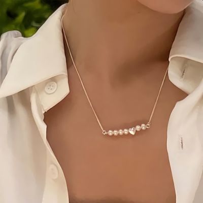여성 실버925 소재 러브 포인트 진주알 목걸이