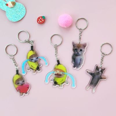 총5개세트 바나나캣 키링 해피캣 아크릴 인형 키링