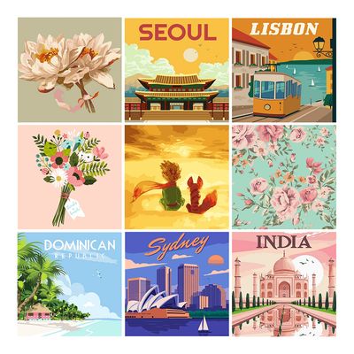 풍경 명화 DIY 그림그리기 캔버스 25x25cm (14종 택1)