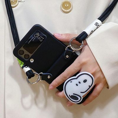 갤럭시 z플립 3 4 동물 핑거톡 힌지보호 스트랩케이스