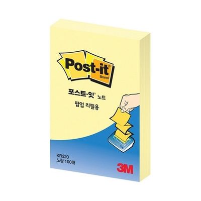 3M 포스트잇 팝업리필 KR320 656 노랑 51X76 100매
